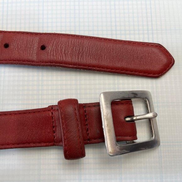 Vintage Coach Women's Belt - Red - Size Large - Square Buckle - Picture 1 of 6